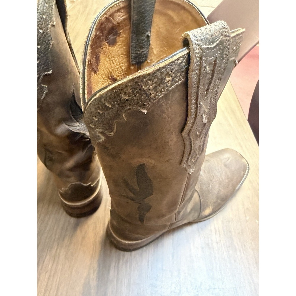 Vintage Boulet Men's Brown Leather Square Toe Western Boots Size US 11.5 E - Picture 6 of 10